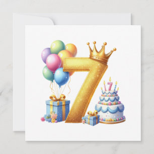 Goldener 7. Geburtstag Einladung