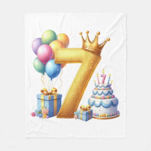 Goldener 7. Geburtstag Fleecedecke