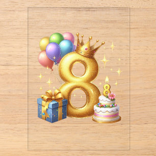 Goldener 8. Geburtstag Acryleinladungen