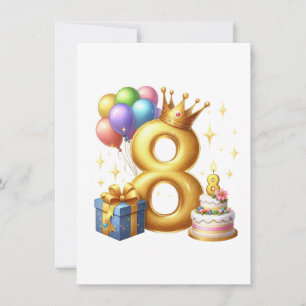 Goldener 8. Geburtstag Dankeskarte