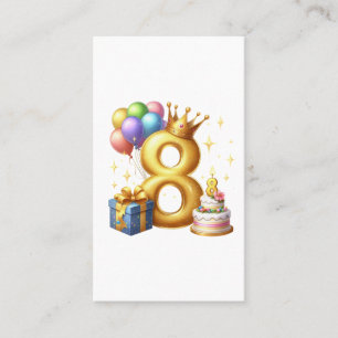 Goldener 8. Geburtstag Visitenkarte