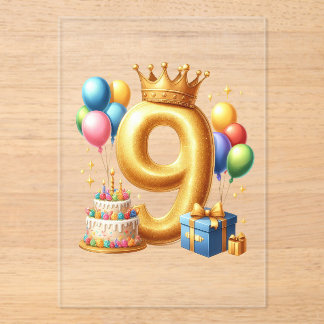 Goldener 9. Geburtstag Acryleinladungen