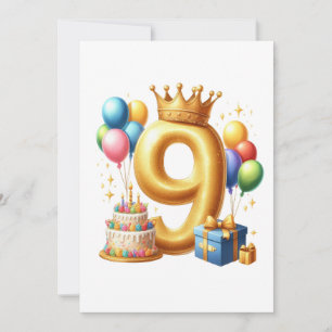 Goldener 9. Geburtstag Karte