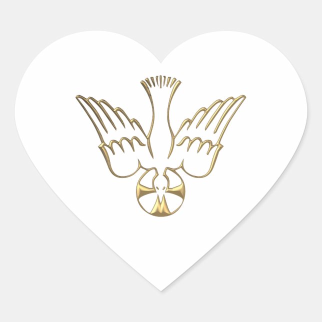 Goldener Abstieg des Heiligen Geistes-Symbols Herz-Aufkleber (Vorderseite)