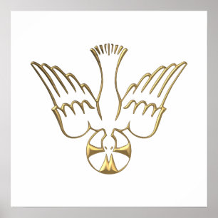 Goldener Abstieg des Heiligen Geistes-Symbols Poster