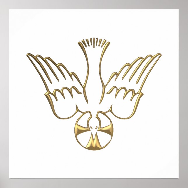 Goldener Abstieg des Heiligen Geistes-Symbols Poster (Vorne)