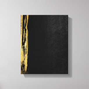 Goldener abstrakter Malerei-Schwarz-Hintergrund Leinwanddruck