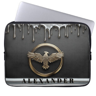 Goldener Adler-Emblem mit ausgebreiteten Flügeln Laptopschutzhülle