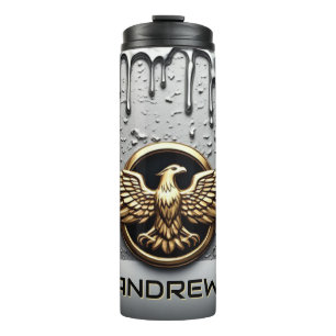 Goldener Adler-Emblem mit ausgebreiteten Flügeln Thermosbecher