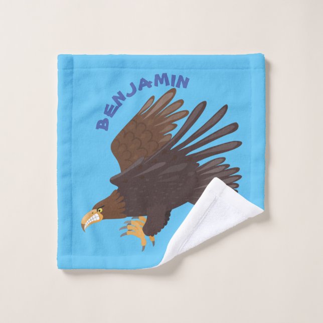 Goldener Adler, lustige Cartoon-Illustration Badhandtuch Set (Waschlappen)