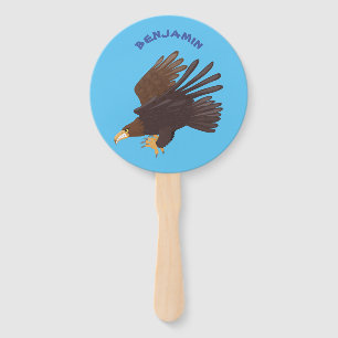 Goldener Adler, lustige Cartoon-Illustration Fächer