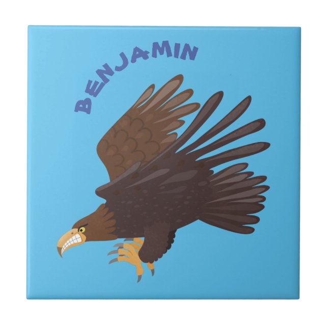 Goldener Adler, lustige Cartoon-Illustration Fliese (Vorderseite)