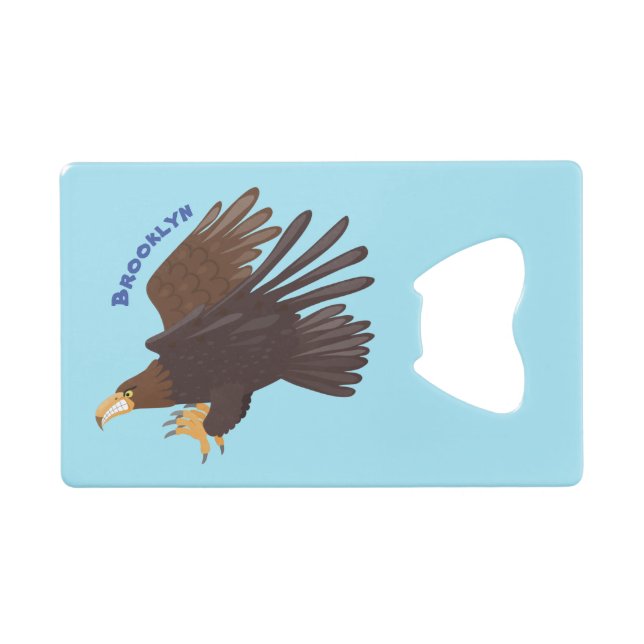 Goldener Adler, lustige Cartoon-Illustration Geldbeutel Flaschenöffner (Vorderseite (Horizontal))