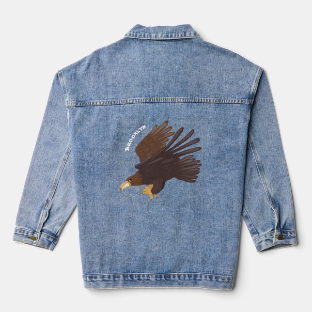 Goldener Adler, lustige Cartoon-Illustration Jeansjacke (Rückseite)