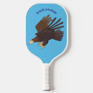 Goldener Adler, lustige Cartoon-Illustration Pickleball Schläger