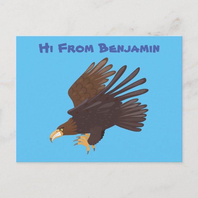 Goldener Adler, lustige Cartoon-Illustration Postkarte (Vorderseite)