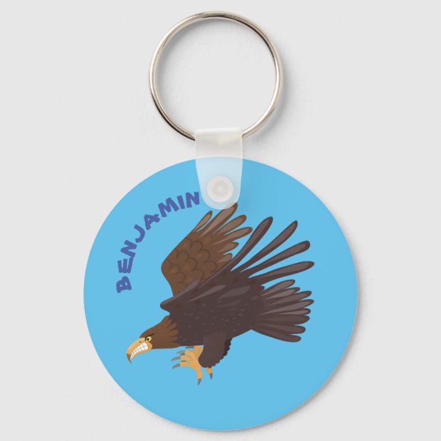 Goldener Adler, lustige Cartoon-Illustration Schlüsselanhänger (Vorderseite)