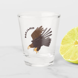 Goldener Adler, lustige Cartoon-Illustration Schnapsglas