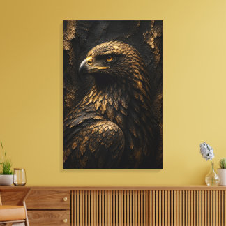 Goldener Adler Skulptural 3D Luxus Feine Kunst Leinwanddruck