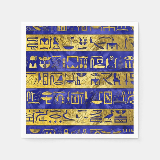 Goldener ägyptischer Hieroglyphen-Muster Serviette (Vorderseite)