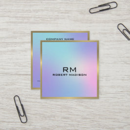 Goldener Akzent in Rosa und Blau Quadratische Visitenkarte