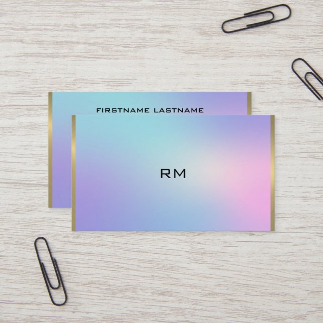 Goldener Akzent in Rosa und Blau Visitenkarte (Vorderseite/Rückseite Beispiel)