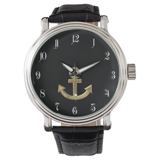 Goldener Anker Armbanduhr (Vorderseite)