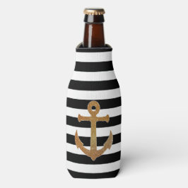 Goldener Anker auf Streifen Flasche Cooler Flaschenkühler