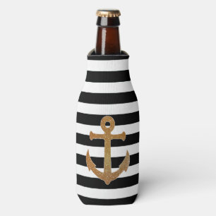 Goldener Anker auf Streifen Flasche Cooler Flaschenkühler