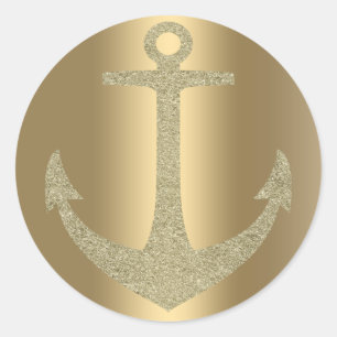 Goldener Anker Nautical Glam Geburtstagsfeier Gesc Runder Aufkleber