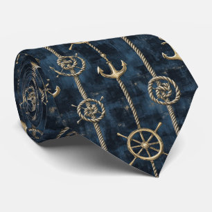 Goldener Anker & Steuerrad Nautilus-Muster Krawatte