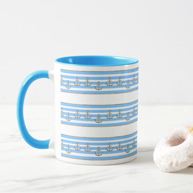 Goldener Anker, Symbole der Liebe . Tasse (Mit Donut)