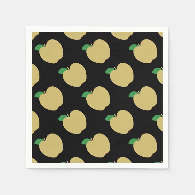 Goldener Apfel auf schwarz Serviette (Vorderseite)