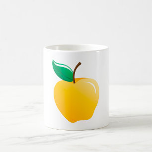 Goldener Apfel Helles Gelbes Obst Kaffeetasse