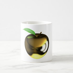 Goldener Apfel mit Blatt Glänzend Metallisch Kaffeetasse