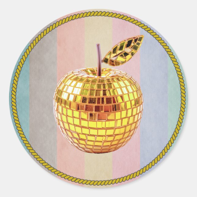 Goldener Apfel Runder Aufkleber (Vorderseite)