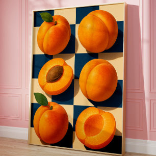 Goldener Aprikosen-Schachbrett-Kunstprint, Küche  Poster