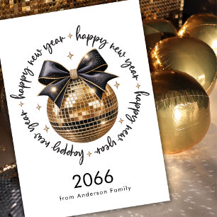 Goldener Ball Schwarze Schleife Frohes Neues Jahr  Feiertagskarte