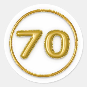 Goldener Ballon Nummer 70 runder Aufkleber