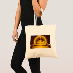 Goldener Bankkorridor Leuchtender Dollar Finance Tragetasche