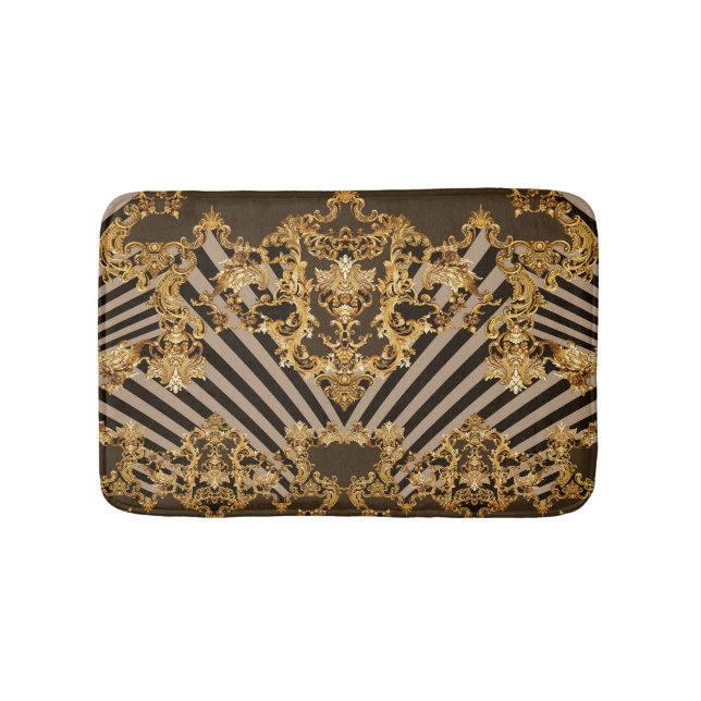 Goldener Barock: geometrisches Musterdesign Badematte (Vorderseite)
