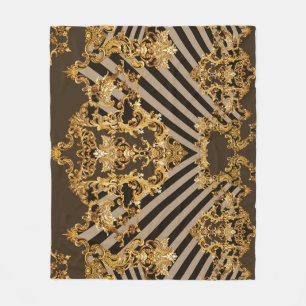 Goldener Barock: geometrisches Musterdesign Fleecedecke