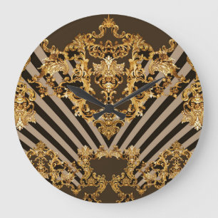 Goldener Barock: geometrisches Musterdesign Große Wanduhr