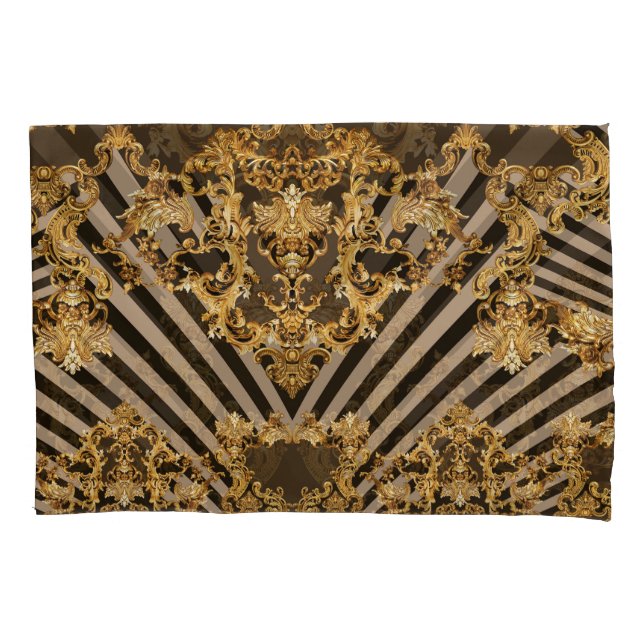 Goldener Barock: geometrisches Musterdesign Kissenbezug (Vorderseite)