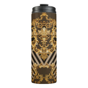 Goldener Barock: geometrisches Musterdesign Thermosbecher