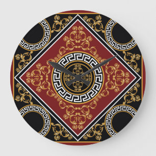 Goldener Barock: Griechische Motiv-Illustration. Große Wanduhr