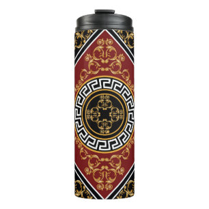 Goldener Barock: Griechische Motiv-Illustration. Thermosbecher