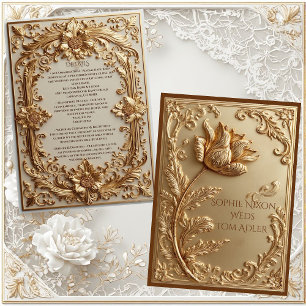 Goldener barocker Pracht-Tulpen-Blumenmuster Begleitkarte