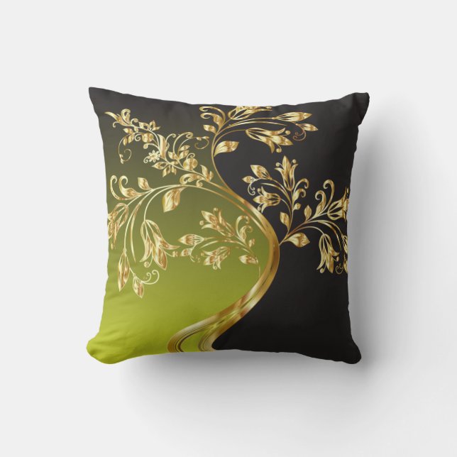 Goldener Baum auf dem schwarz-grünen Kissen mit Ol (Vorderseite)