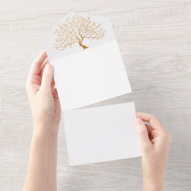 Goldener Baum des Lebens Einladung zur Hochzeit (Abreißen)